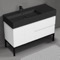 Modern Bathroom Vanity With Black Sink, Floor Standing, 48